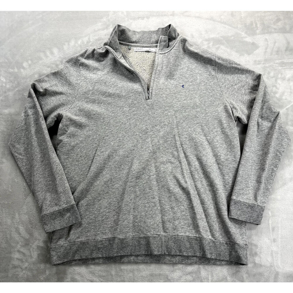 Criquet Sweater Men's XL Gray Pullover 1/4 Zip Golf Casual Preppy Fleece Lined
